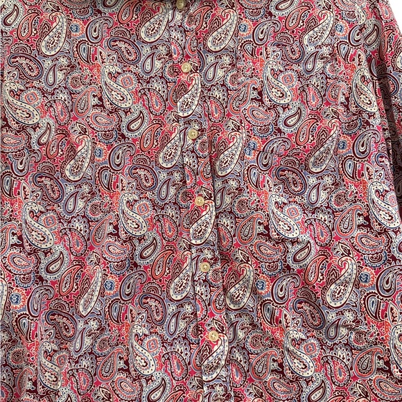 Banana Republic Soft Wash Pink Paisley Long Sleeve Button Up Shirt Size Medium - Picture 3 of 6